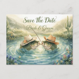 Texas Fishing Wedding Save the Date Cowboy Postcard