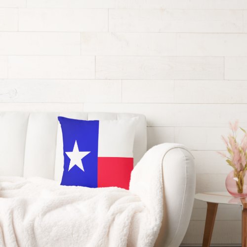 Texas Flag and Bluebonnet Throw Pillow