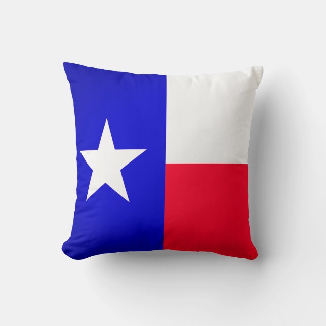 Texas Flag and Bluebonnets Throw Pillow (Front)