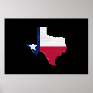Texas flag and map poster
