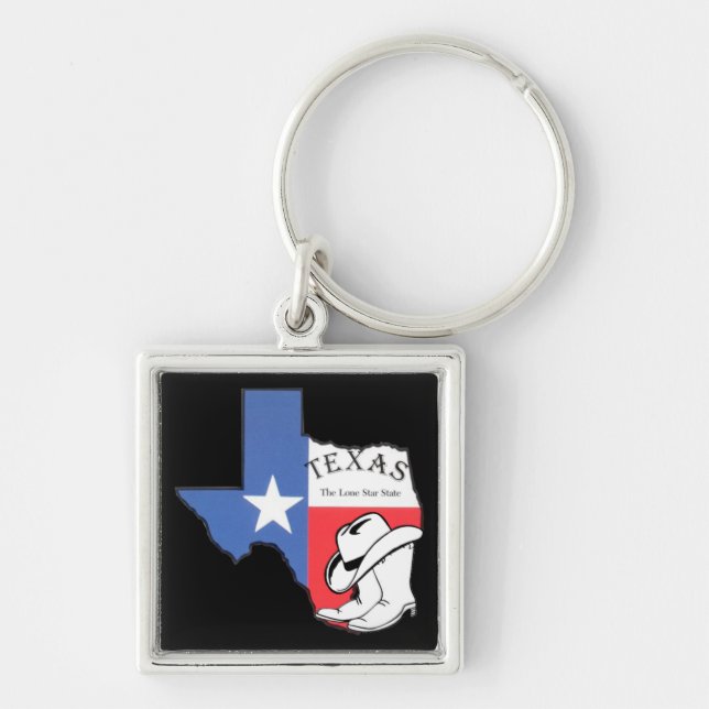 Texas: Flag and Silhouette of Texas Keychain (Front)