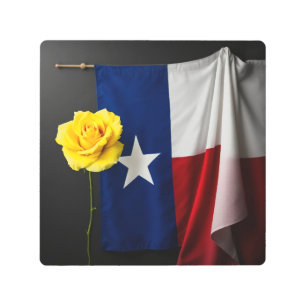 Texas Flag and Yellow Rose Metal Wall Art