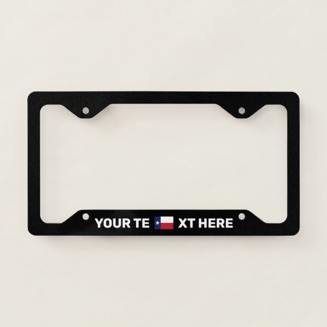 Texas Flag Black Custom License Plate Frame (Front)