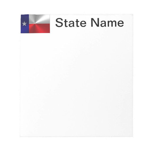 Texas Flag Brushed Metal Notepad (Front)