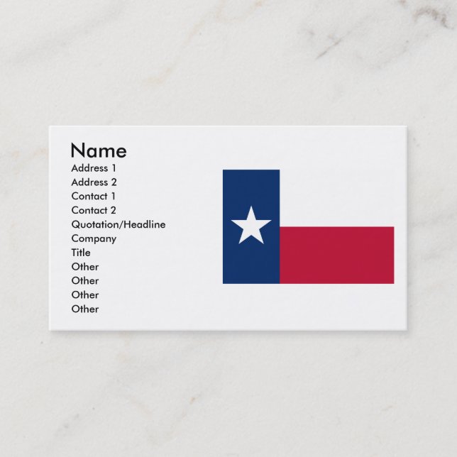 Texas Flag Business Card (Front)