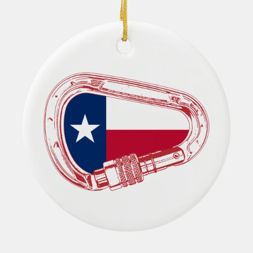 Texas Flag Climbing Carabiner Ceramic Ornament