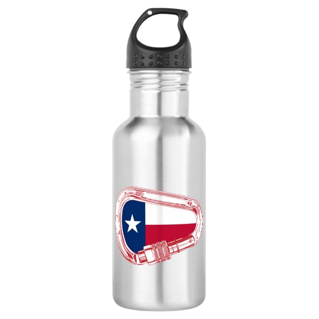 Texas Flag Climbing Carabiner Stainless Steel Water Bottle (Front)