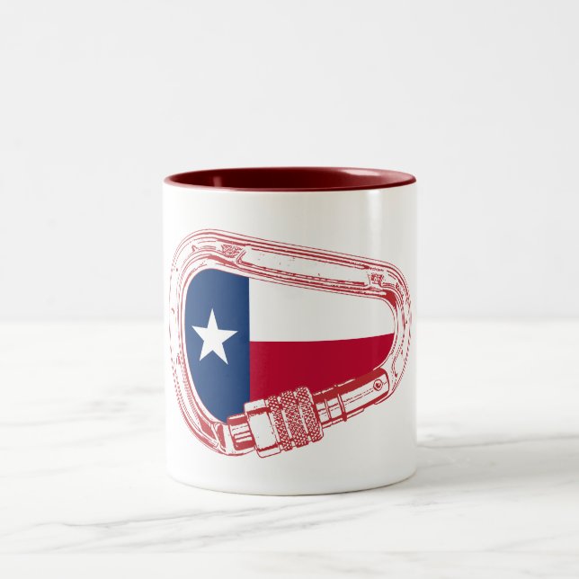 Texas Flag Climbing Carabiner Two-Tone Coffee Mug (Center)