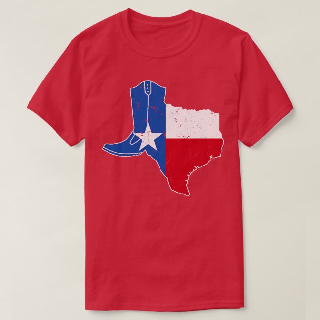 Texas Flag Cowboy Boot Cattleman T-Shirt (Design Front)