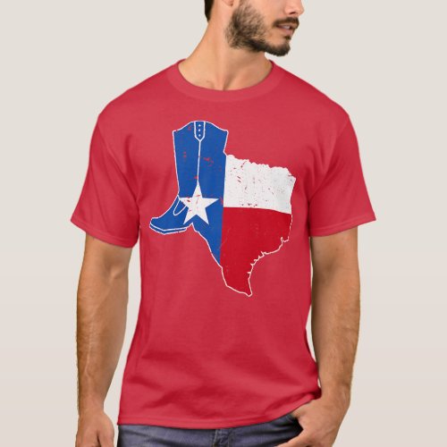 Texas Flag Cowboy Boot Cattleman T_Shirt