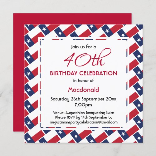 TEXAS FLAG Custom Birthday Celebration Texan Invitation