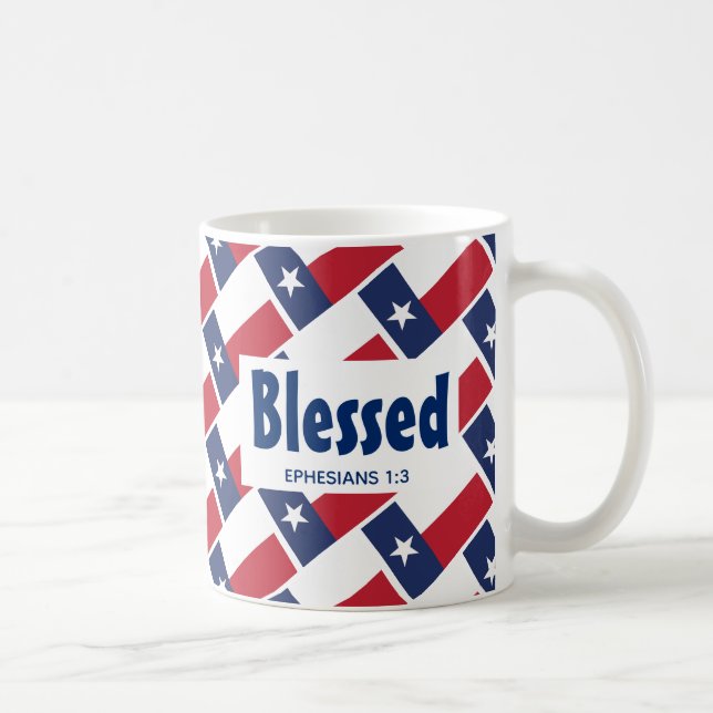 TEXAS FLAG Custom Scripture BLESSED Texan Coffee Mug (Right)