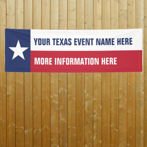 Texas flag event banner with your information