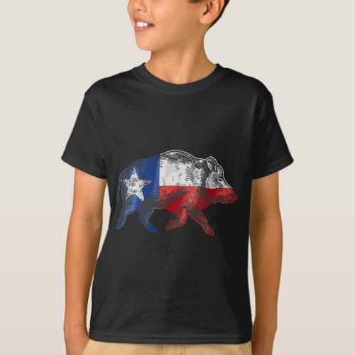 Texas Flag Feral Hog wild Pig Hunting T_Shirt
