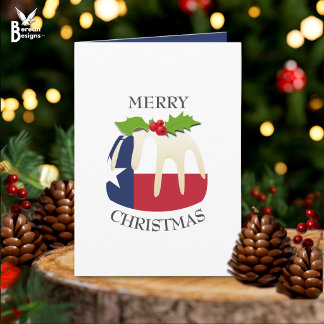 TEXAS FLAG | Festive Plum Pudding | Christmas Holiday Card