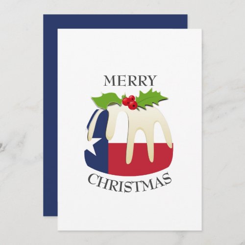 TEXAS FLAG  Festive Plum Pudding  Christmas Holiday Card