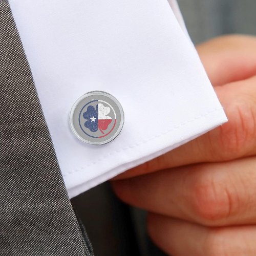 Texas Flag Four_Leaf Clover Distressed Cufflinks