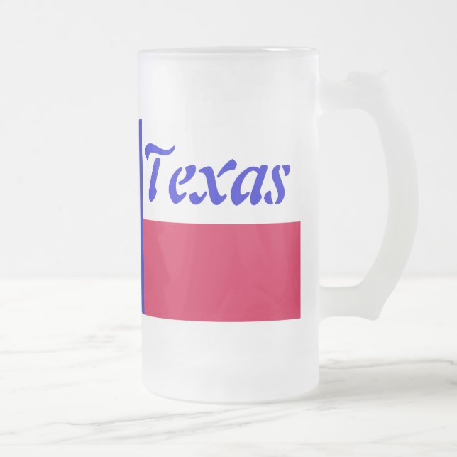 Texas Flag Frosted Glass Beer Mug (Right)