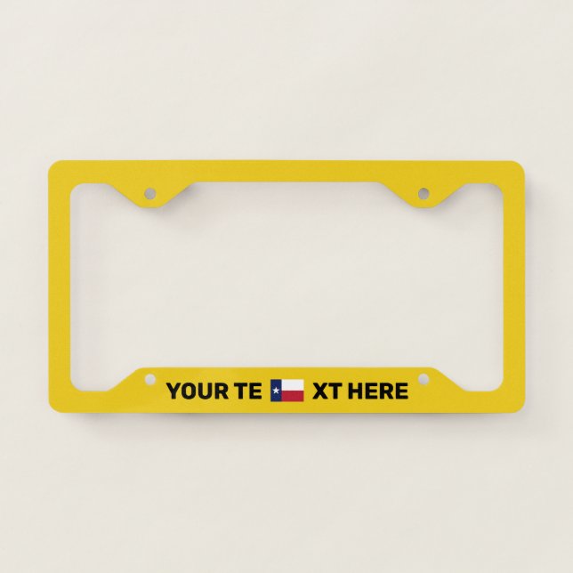 Texas Flag Gold Custom License Plate Frame (Front)