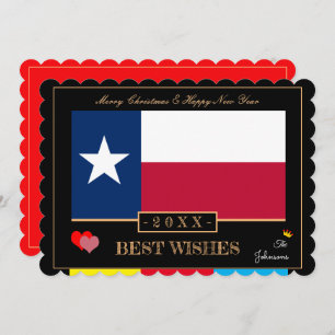 Texas Flag & Happy New Year /Best Wishes USA Holiday Card