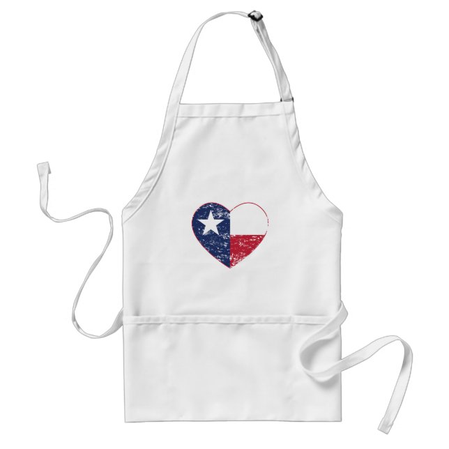 Texas Flag Heart Distressed Adult Apron (Front)