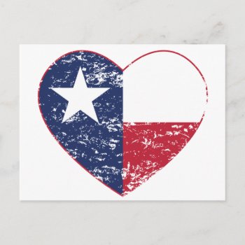 Texas Flag Heart Distressed Postcard by LgTshirts at Zazzle