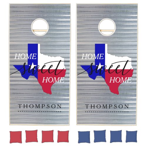 Texas Flag Home Sweet Home faux metal Cornhole Set