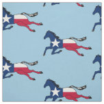 Texas Flag Horse Running on lt blue Fabric