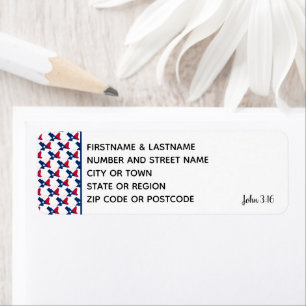 TEXAS FLAG John 3:16 Sticker Return Address Label
