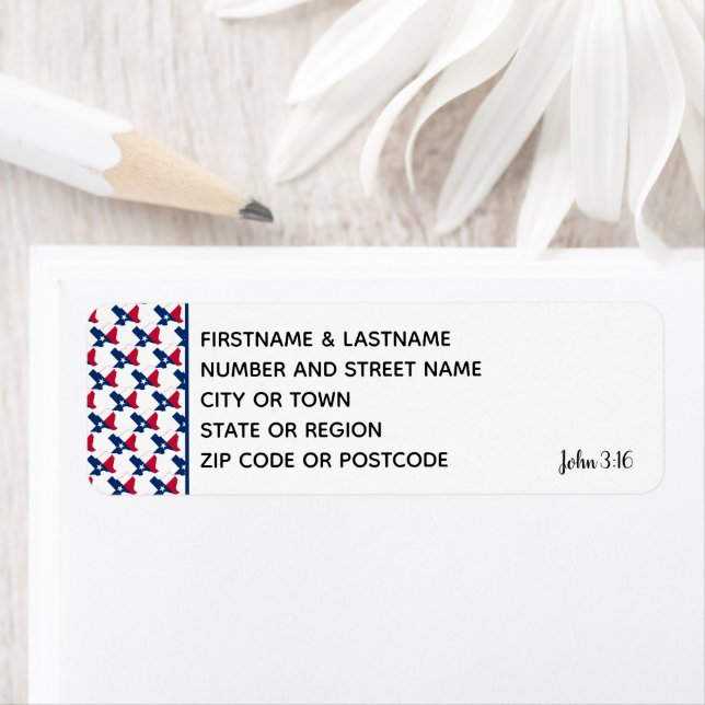 TEXAS FLAG John 3:16 Sticker Return Address Label (Insitu)