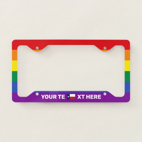 Texas Flag LGBT Rainbow Personalized License Plate Frame