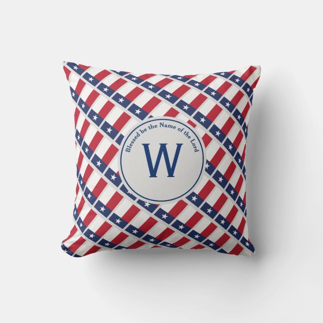 TEXAS FLAG Lone Star Customized Monogram Scripture Throw Pillow (Front)