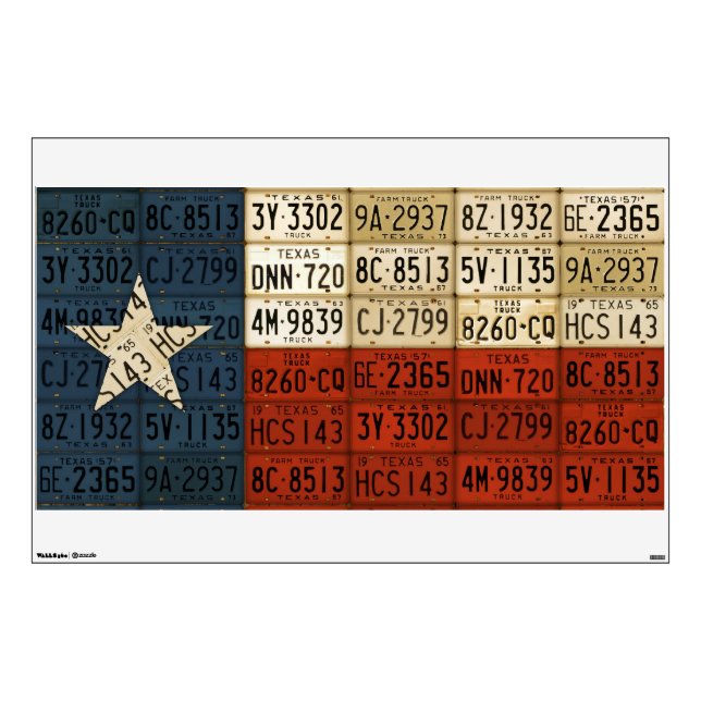 Texas Flag Lone Star License Plate Art Wall Decal (Front)