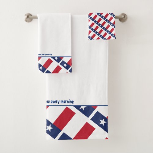 TEXAS FLAG Lone Star Personalized Scripture WHITE Bath Towel Set