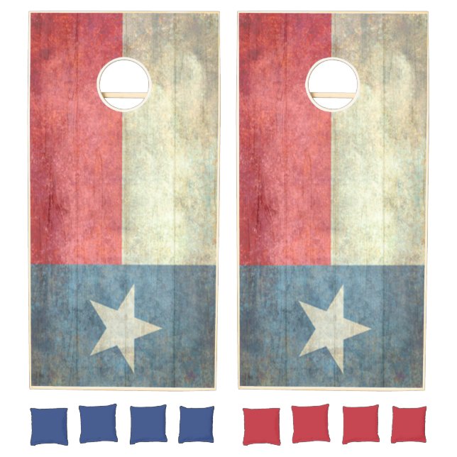 Texas Flag Lone star Rustic Wood Patriotic  Cornhole Set (Set)