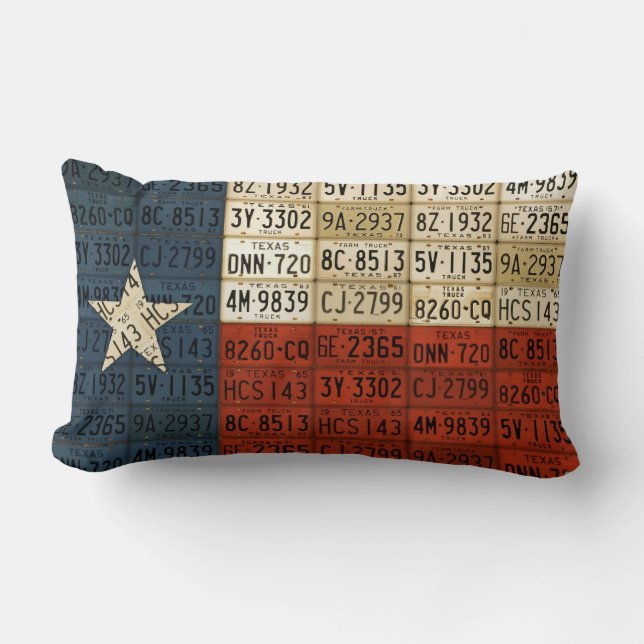 Texas Flag Lone Star State License Plate Art Lumbar Pillow (Front)