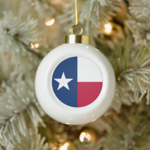 Texas Flag: Longhorns, The Texan Lone Star State Ceramic Ball Christmas Ornament