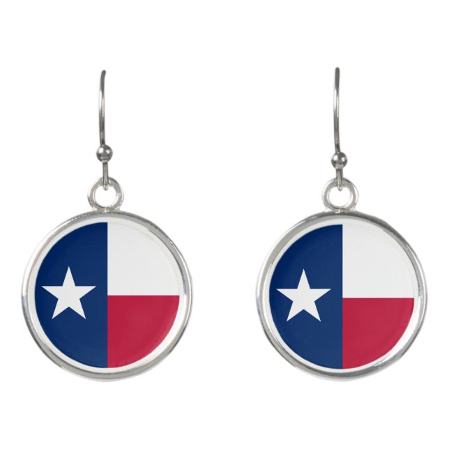 Texas Flag: Longhorns, The Texan Lone Star State Earrings (Front)