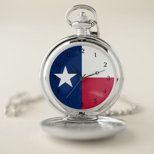 Texas Flag: Longhorns, The Texan Lone Star State Pocket Watch