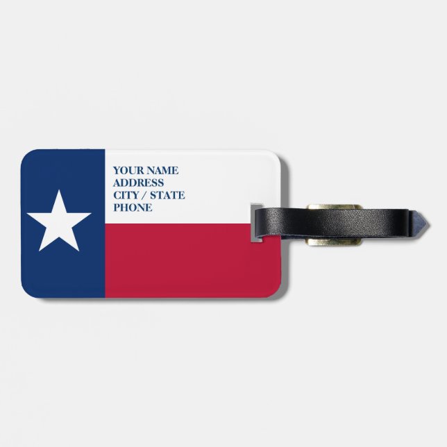 Texas flag luggage tags for bags and suitcases (Back Horizontal)