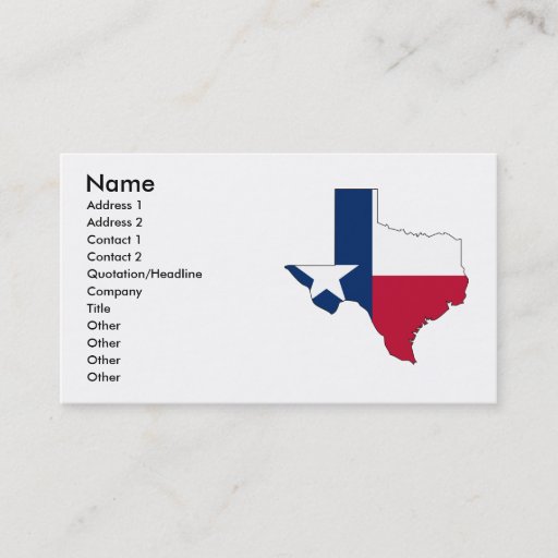 Customizable Texas Flag Map Business Cards