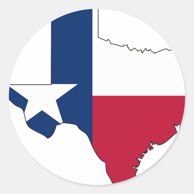 Texas Flag Map Classic Round Sticker (Front)