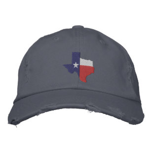 Texas Flag Map Embroidered Baseball Cap