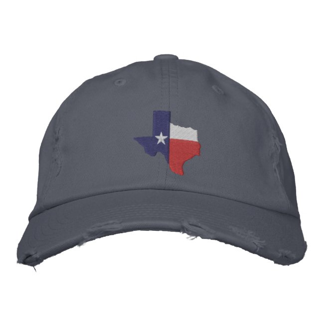 Texas Flag Map Embroidered Baseball Cap (Front)