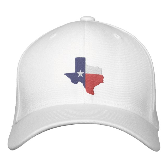 Texas Flag Map Embroidered Baseball Hat (Front)
