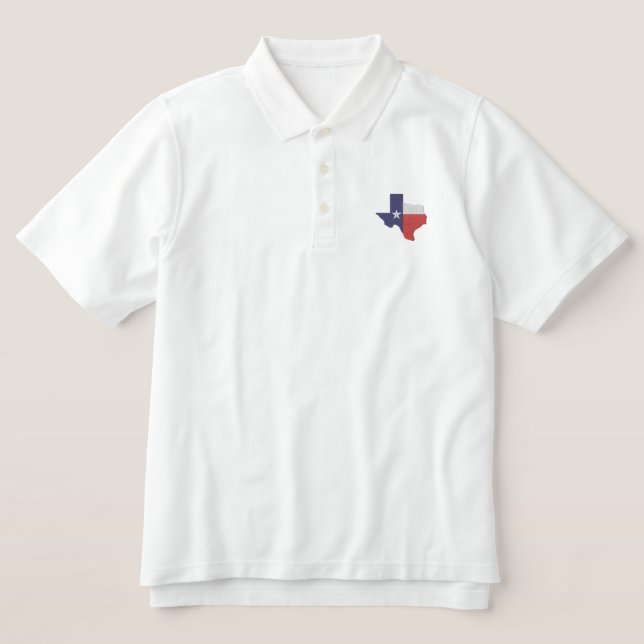 Texas Flag Map Embroidered Polo Shirt (Design Front)