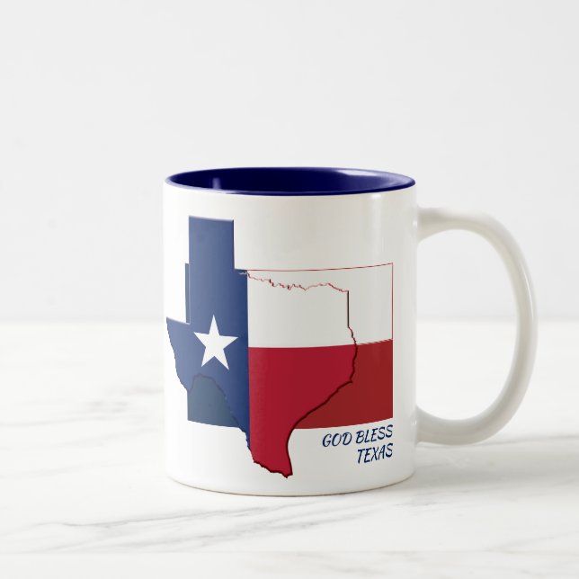TEXAS FLAG MAP God Bless Customized Scripture Two-Tone Coffee Mug (Right)
