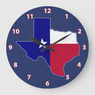 Texas Flag Map Large Clock