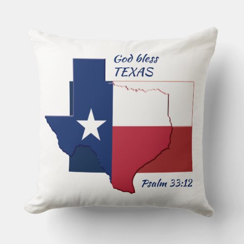 TEXAS FLAG MAP Patriotic Scripture Custom Throw Pillow