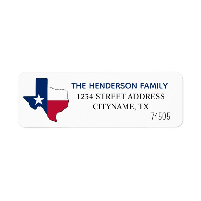 Texas Flag map Return Address Label (Front)